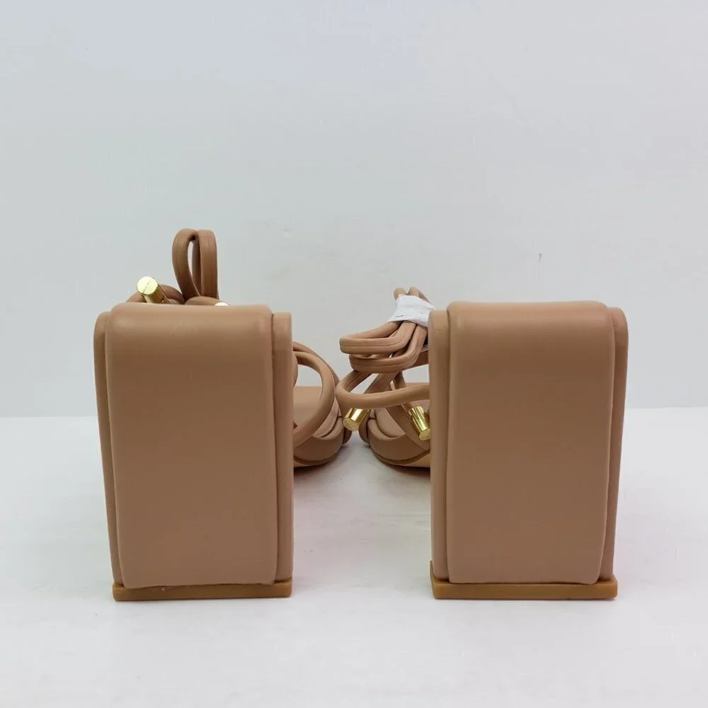 Olivia Ferguson Soleil Womens Sz 7.5 Camel Tan Strappy AnkleTie 3.5
